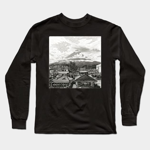 FujiSan Inktober #5 Long Sleeve T-Shirt by olgaandart